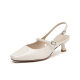 Dadong high heel sandals for women 2025 new summer Baotou French temperament single shoes one-strip slim heel high heels
