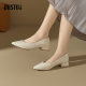Dadong black light mouth single shoes for women 2025 new summer low heel thick heel pointed toe commuting women's shoes professional work shoes