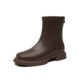 Dadong Brown Short Boots Women's 2025 New Autumn and Winter Boots Retro Thick Sole Chelsea Boots Plus Fleece Slim Boots