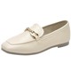 Dadong Soft Sole Commuting Loafers Women's 2025 New Autumn Flat Shoes French Square Toe Single Shoes White Small Leather Shoes