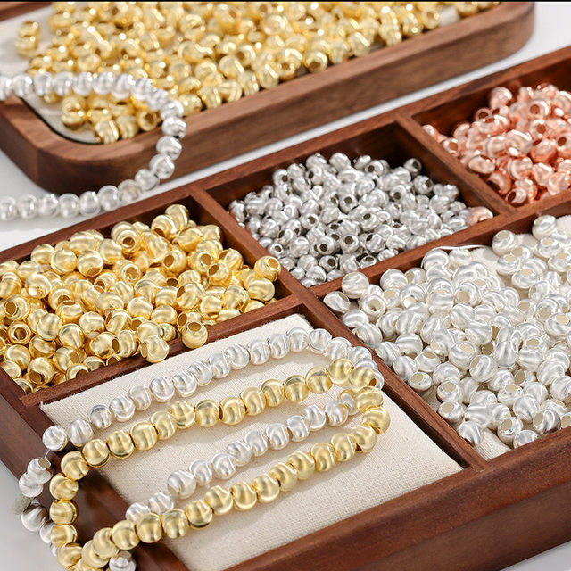 Pure silver S999 cat eye silver beads DIY handmade jewelry sterling silver loose beads bracelet accessories beaded accessories