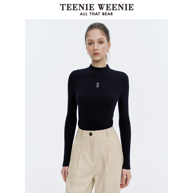 TeenieWeenie Bear Women's Spring Fashion Slim Half-Turneck Sweater Underwear Simple Plain Base Shirt
