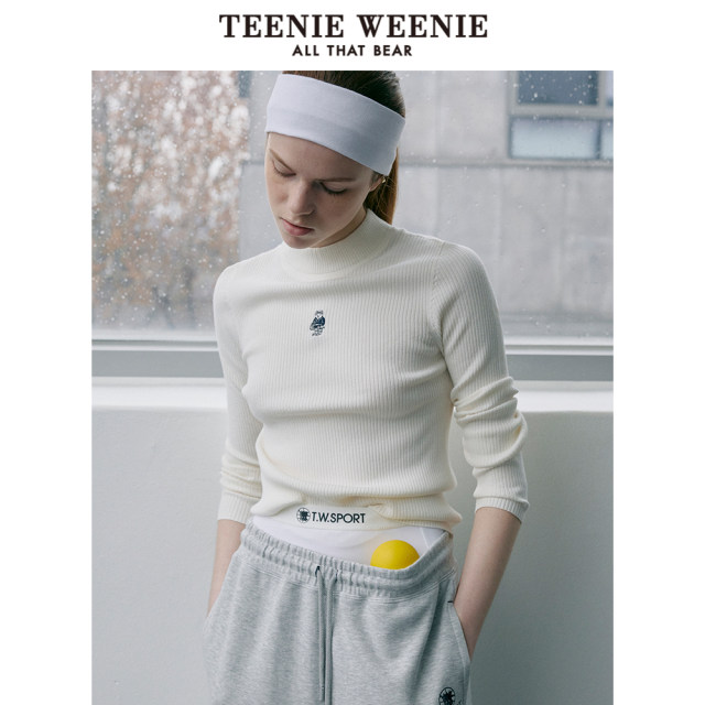 TeenieWeenie Bear Women's Spring Fashion Slim Half-Turneck Sweater Underwear Simple Plain Base Shirt
