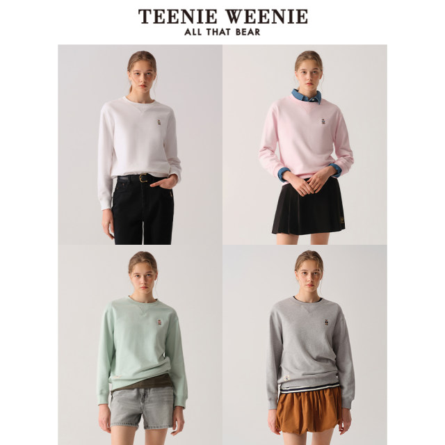 TeenieWeenie Bear Women's Sweatshirt 2025 Spring New Academy Casual American Round Neck Simple Top
