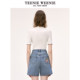 TeenieWeenie Bear New Base Shirt Five-Sleeve Half-Tree Neck Sweater Slim-fitting Inside Outer Wear Women's Clothing
