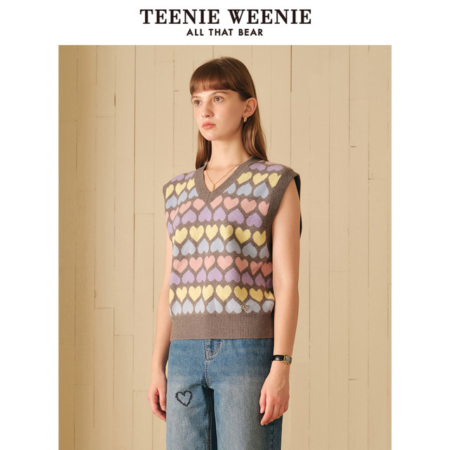 TeenieWeenie Bear Autumn Style Soft Glutinous Knitted Sweater Vest Sweater Outside Women's Dopamine