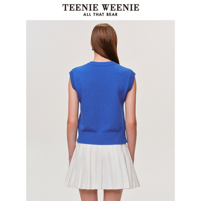 Teenie weenie Women's sweater 2025 spring new retro embedded flower casual V -neck knit vest