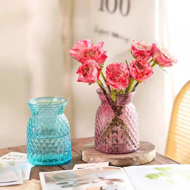 Colorful cloth bag glass vase flower arrangement home living room flower vase decorative water petal utensils