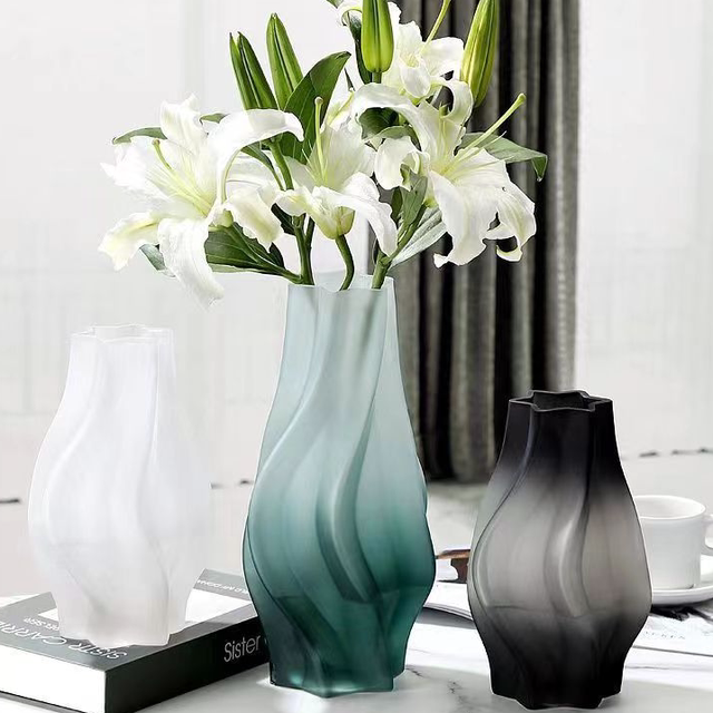 Nordic simple style glass creative flowers special vase living room bedroom lily frosted gradient home furnishings