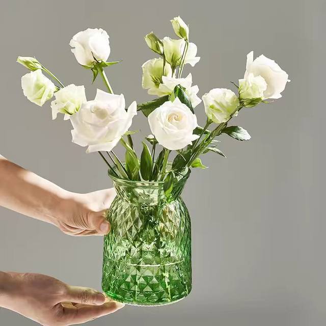 European light luxury vase glass transparent living room vase hydroponics high-end creative closing cloth bag home decoration