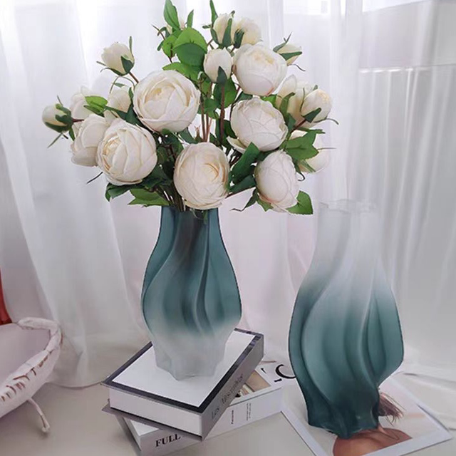 Nordic simple style glass creative flowers special vase living room bedroom lily frosted gradient home furnishings