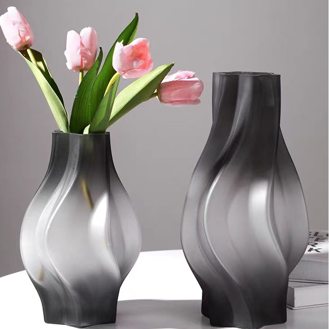 Nordic simple style glass creative flowers special vase living room bedroom lily frosted gradient home furnishings