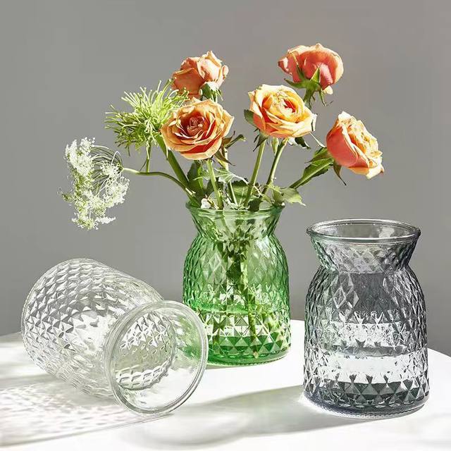 European light luxury vase glass transparent living room vase hydroponics high-end creative closing cloth bag home decoration