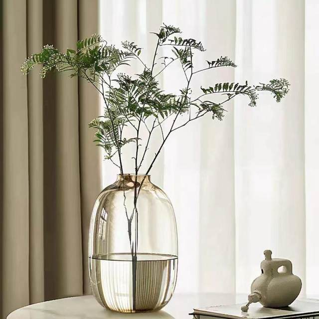 Large thickened style joy glass vase living room flower arrangement home hydroponic decoration high-end sense
