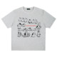 AGOH original hand -painted rabbit pattern casual loose couple round neck short -sleeved daily versatile gray T -shirt top