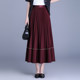 La Chapelle's new spring 2025 loose A-line mid-length over-knee pleated skirt for women