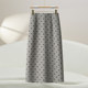 La Chapelle bow embroidered skirt 2025 new high-waisted slim A-line small plaid midi skirt