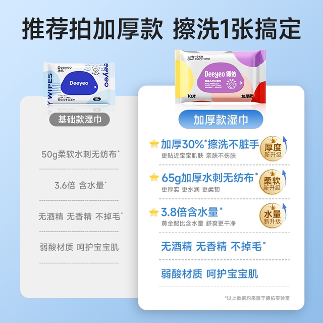 Deyou baby hand and mouth wipes portable newborn baby children small bag wet tissue special portable package 10 draws 30 packs