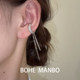 Niche light luxury high-end long tassel ear clips micro-inlaid zircon design double tassel ear bone clips without ear piercing ear decorations