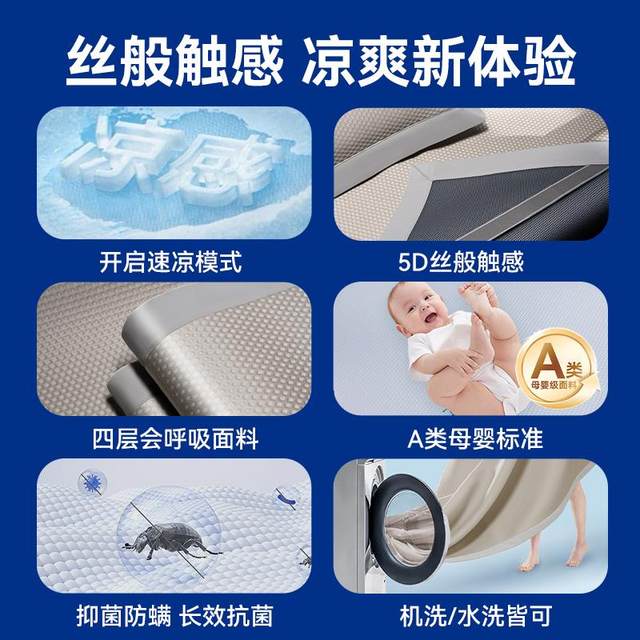 
Japan tomoni mat A type maternal and infant ice silk soft mat antibacterial and breathable household machine washable summer 2025 new style