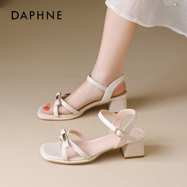 Daphne French thick heel sandals for women in summer wear 2025 new high-end style one-strip beautiful skirt
