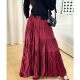 Spring new solid color large hem skirt with pockets slim skirt high waist versatile A-line retro pleated long skirt
