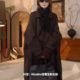 24015 European version three-dimensional 3D large pocket cloak wool coat long custom versatile fashion long coat for women
