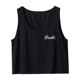 Mandes black vest for women 2025 new simple temperament round neck letter print versatile short top base