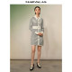 Mandes French Little Flavor Polo Collar Dress 2025 Autumn New Long Sleeve Black and White Striped Mid-Long Skirt