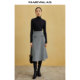 Mandes retro black and white plaid skirt 2025 spring and autumn new high-waist worsted wool classic A-spoke skirt