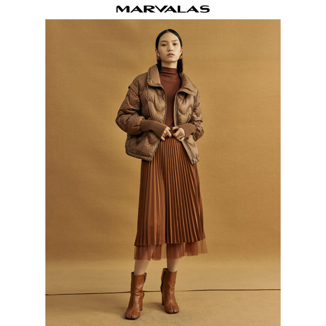 Mandeshi double-layer mesh skirt 2025 autumn new style high-end temperament retro layered A-line pleated skirt