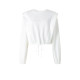 Mandesy solid color sweatshirt for women 2025 autumn suit pullover shape folded shoulder long sleeve simple drawstring round neck top