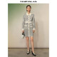 Mandes French Little Flavor Polo Collar Dress 2025 Autumn New Long Sleeve Black and White Striped Mid-Long Skirt