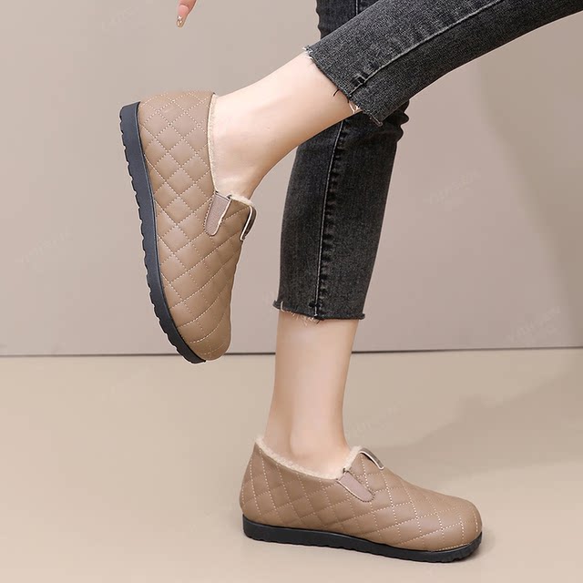 Edison winter old Beijing cotton shoes women's flagship store plus velvet thickening warm non-slip soft sole middle-aged and elderly mother's shoes