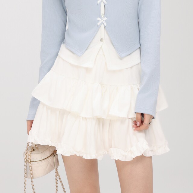 White temperament cake skirt high waist skirt women's summer 2025 spring new A-line skirt fluffy short skirt
