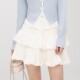 White temperament cake skirt high waist skirt women's summer 2025 spring new A-line skirt fluffy short skirt