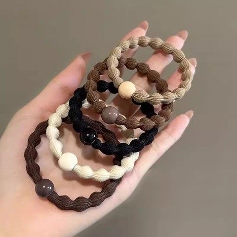 Hair ring headband tie hair rubber band bean bean black high ponytail simple temperament women's high elastic durable headgear