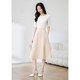 Poetry about high-waisted splicing mid-length skirt in spring new slim and elegant elegant umbrella skirt women's skirt
