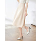 Poetry about high-waisted splicing mid-length skirt in spring new slim and elegant elegant umbrella skirt women's skirt
