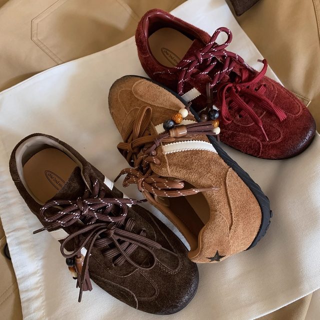 Chio2nd Nanfeng 4cm increased frosted cowhide moral training shoes women's autumn and winter retro casual shoes sports shoes