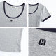 GROVE 25SS Spring and summer new contrasting color large round neck slim short-sleeved T-shirt GCM5TS07