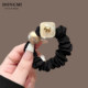 French high-end puppy pearl headband for women 2025 new style simple high elastic hair tie with ponytail rubber band