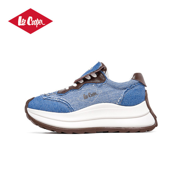 Lee Cooper Retro Denim Forrest Gump Shoes Women's 2025 New Denim Casual Shoes Thick Sole Heightening Daddy Shoes