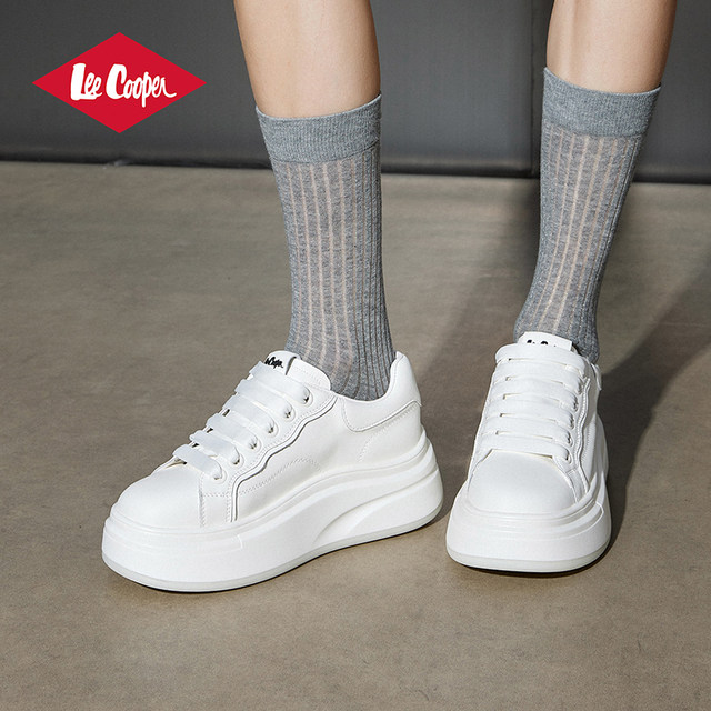 LeeCooper thick-soled white shoes for women plus velvet couple sneakers