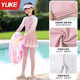 Children's swimsuits for girls, middle-aged children's long-sleeved trousers 2025 new split girls junior high school students warm swimming suit
