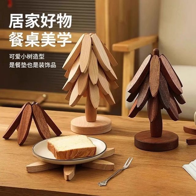 Solid wood one tree insulation mat dining table mat creative household anti-hot pot mat coaster wooden ornaments bowl mat