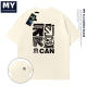 MY2025 high-end women's short-sleeved letter printed neckline cuff contrast color casual pure cotton versatile T-shirt