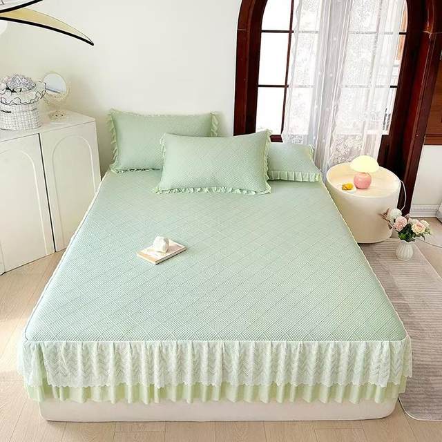 
Category A maternal and infant grade ice silk mat three-piece set bed skirt and fitted sheet washable machine washable air-conditioned mat 2025 summer style