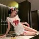 Large size lace nightgown summer thin couple romantic fun lingerie on bed hot sexy pajamas for women