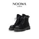 NOOWA British thick heel Martin boots for women 2025 autumn fashionable polished leather heightening versatile lace-up short boots
